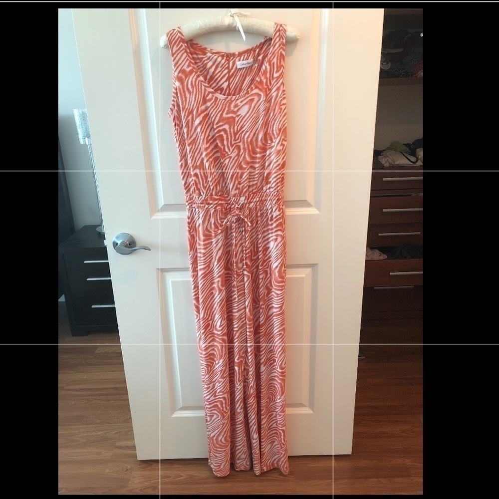 Calvin Klein Women’s Orange Printed Swirl Jumpsuit